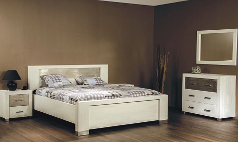 Ancona slaapkamer,bed,commode,hout acacia,wit,chestnut, gebeitst,van Houdt